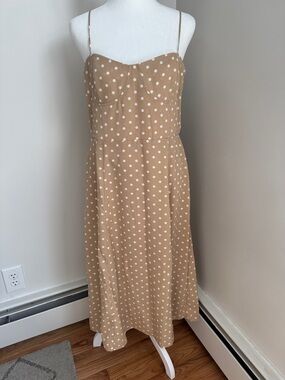 Spaghetti Strap Polka Dot Dress with Side Slit NWT